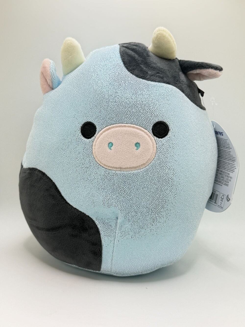 Squishmallow NWT! 8in Cillian The Cow - Blue & Black Spotted Plush Toy
